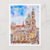 Carte Postale Prague Tchèque célèbre Voyage aquarelle (Devant)