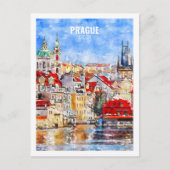 Carte Postale Prague Tchèque célèbre Voyage aquarelle croquis (Devant)
