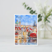 Carte Postale Prague Tchèque vintage voyage aquarelle (Debout devant)