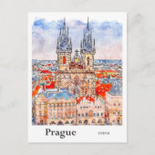 Carte Postale Prague Tchèque Voyage Aquarelle main tirée (Devant)