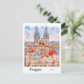 Carte Postale Prague Tchèque Voyage Aquarelle main tirée (Debout devant)
