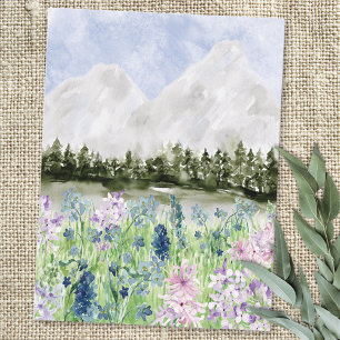 Carte Postale Prairie de fleurs bleues violettes à l'aquarelle s
