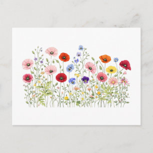 Carte Postale Prairie de fleurs sauvages avec des floraisons nat