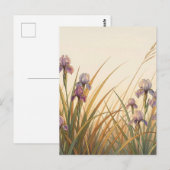 Carte Postale Prairie d'Iris Violet Herbe Dorée Paysage (Devant / Derrière)