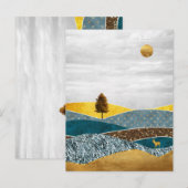 Carte Postale Prairie dorée avec arbre et cerf (Devant / Derrière)