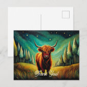 Carte Postale Prairie forestière de vache des Highlands Merci (Devant / Derrière)