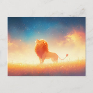 Carte Postale Prairie majestueuse du lion au coucher de l'étoile
