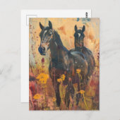 Carte Postale prairie sauvage de chevaux (Devant / Derrière)