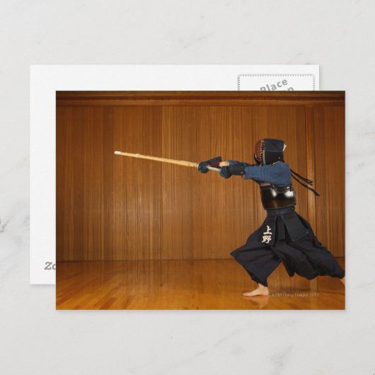 Carte Postale Pratique en matière d'escrimeur de Kendo (Devant / Derrière)