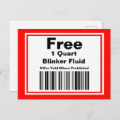 Carte Postale Pratique Joke Blinker Fluid Coupon (Devant / Derrière)