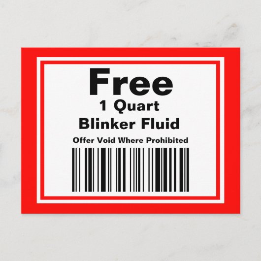Carte Postale Pratique Joke Blinker Fluid Coupon (Devant)