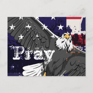 Carte Postale Pray - American Flag and Eagle Postcard