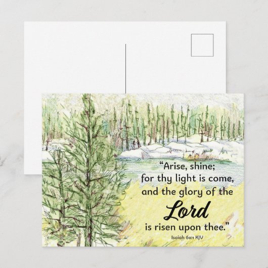 Carte Postale Prayer Card Isaiah Scripture Mountain Lake (Devant / Derrière)