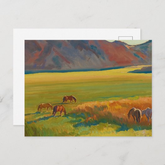 Carte Postale Pré et Chevaux par Maynard Dixon (Devant / Derrière)