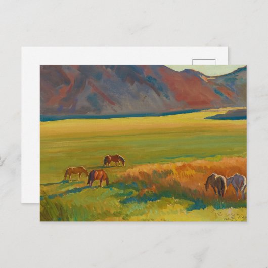 Carte Postale Pré et Chevaux par Maynard Dixon (Devant / Derrière)