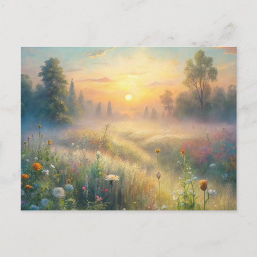 Carte Postale Pré pittoresque avec fleurs (Devant)