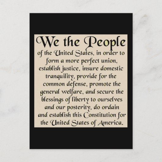 Carte Postale Préambule de la Constitution des États-Unis (Devant)