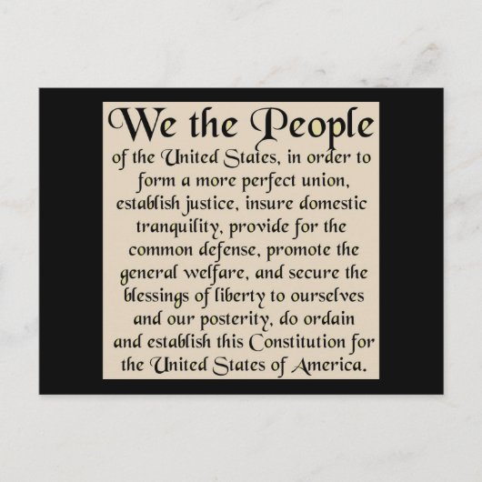Carte Postale Préambule de la Constitution des États-Unis (Devant)
