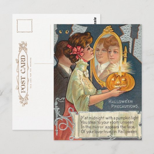 Carte Postale Précautions d'Halloween (Devant / Derrière)