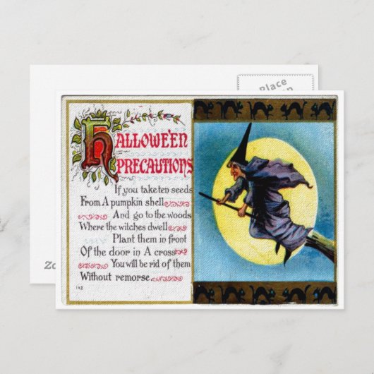 Carte postale Précautions Hallowe'en (Devant / Derrière)