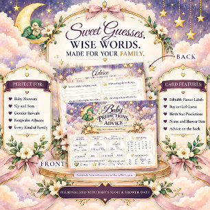 Carte Postale Prédictions et Conseils pour la Baby Shower de Béb