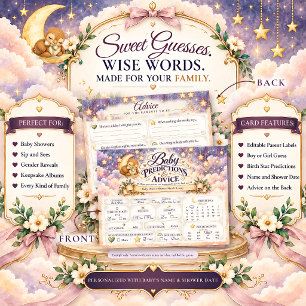 Carte Postale Prédictions et Conseils pour la Baby Shower de Mou