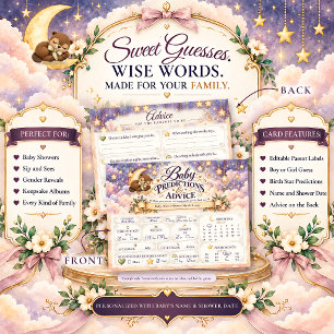Carte Postale Prédictions et Conseils pour la Baby Shower du Cas