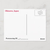 Carte Postale Préfecture d'Okinawa (Dos)