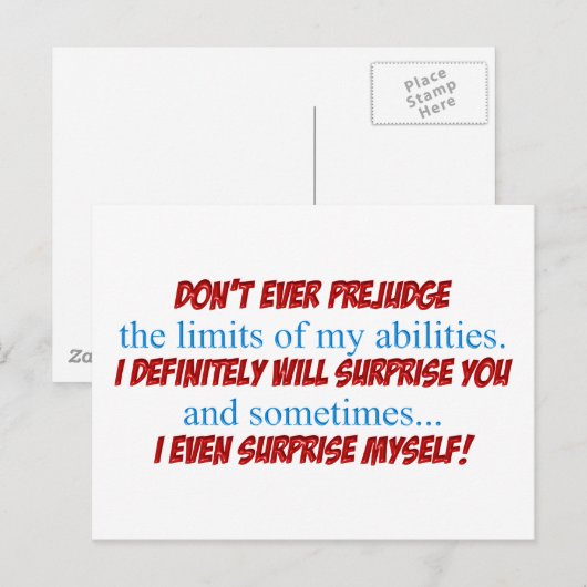 Carte Postale Préjuger (Devant / Derrière)