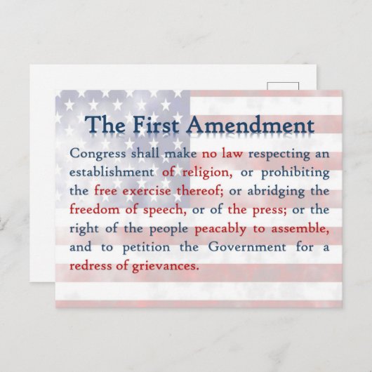 Carte Postale Premier amendement (Devant / Derrière)
