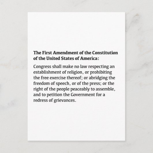 Carte Postale Premier amendement de la Constitution (Devant)