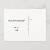 Carte Postale Premier anniversaire de bébé fille Merci Photo (Dos)