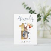 Carte Postale Premier anniversaire de Pierre le lapin (Debout devant)