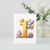 Carte Postale Premier anniversaire doré (Debout devant)