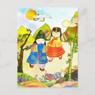 Carte Postale Premier anniversaire du bébé coréen