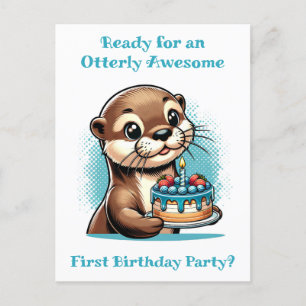Carte Postale Premier anniversaire du garçon à thème Otter