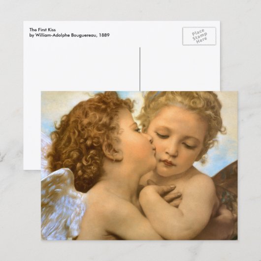 Carte Postale Premier Baiser (détail d'ange) de Bouguereau (Devant / Derrière)