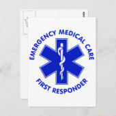 Carte Postale Premier intervenant en soins Médicales d'urgence (Devant / Derrière)