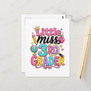 Carte Postale Premier jour de la troisième petite Miss 3e année