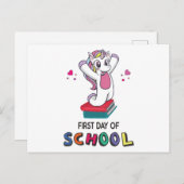 Carte Postale Premier jour de l'école Unicorn (Devant / Derrière)