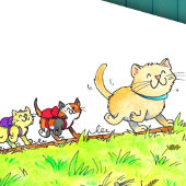 Carte Postale Premier jour des chats scolaires