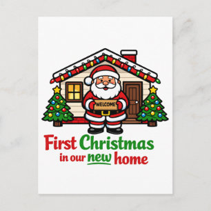 Carte Postale Premier Noël dans notre nouvelle maison Santa