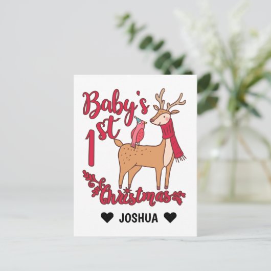 Carte Postale Premier Noël du bébé (Debout devant)