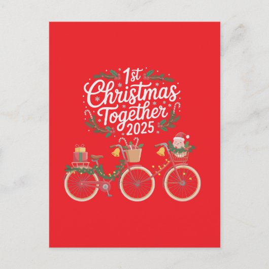 Carte Postale Premier Noël ensemble 2025 Couple romantique (Devant)
