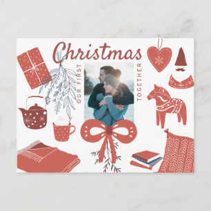 Carte Postale Premier Noël ensemble nouveau couple photo de voeu