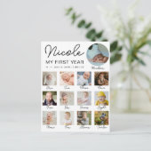 Carte Postale Première année de bébé 12 mois collage photo moder (Debout devant)