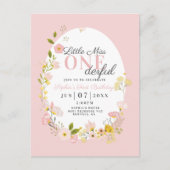 Carte Postale Première Anniversaire petite miss one derful Invit (Devant)