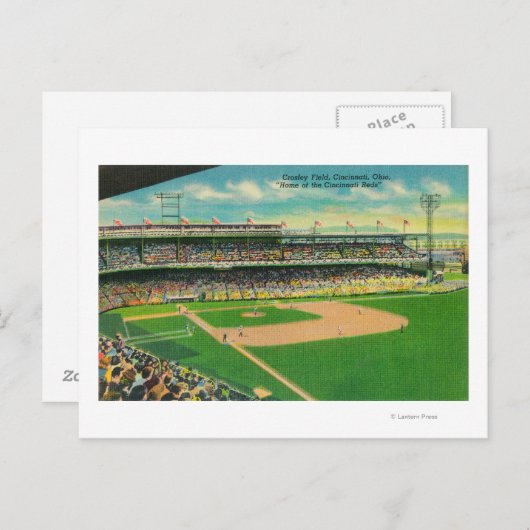 Carte Postale Première base Bleachers Vue du terrain Crosley (Devant / Derrière)