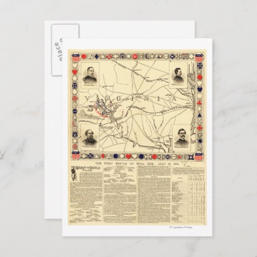 Carte Postale Première bataille de Bull Run - Guerre civile Pano (Devant / Derrière)