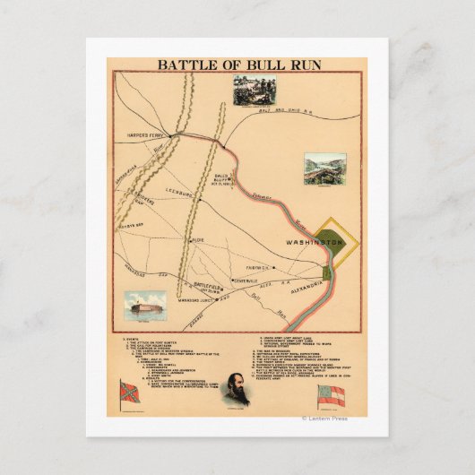 Carte Postale Première bataille de Bull Run - Guerre civile Pano (Devant)